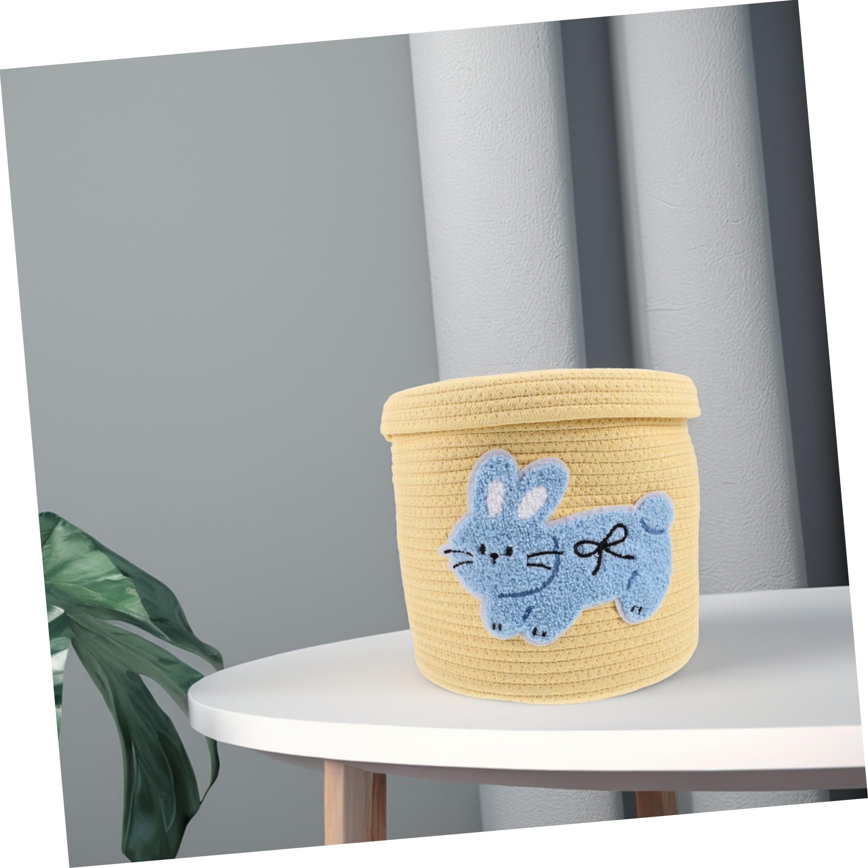 Cabilock Woven Cotton Rope Storage Basket Mit Deckel Handgefertigte Aufbewahrung Für Snacks Und Wohnaccessoires Vielseitiger Organizer Für Schreibtisch Und Hase
