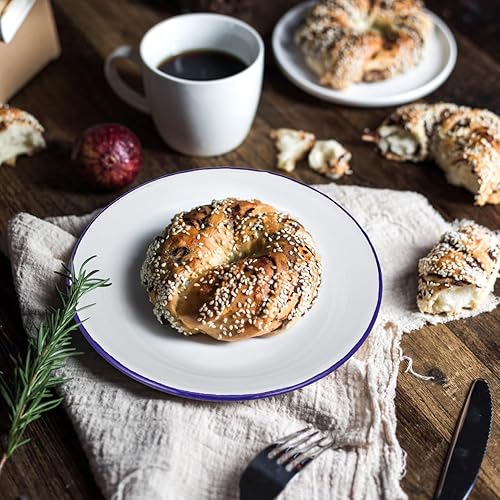 Miniatura 2 de DOITOOL Paquete de 4 platos esmaltados irrompibles de 6.3 pulgadas, bandejas de platos esmaltados para servir cena, cuencos retro para pasta,