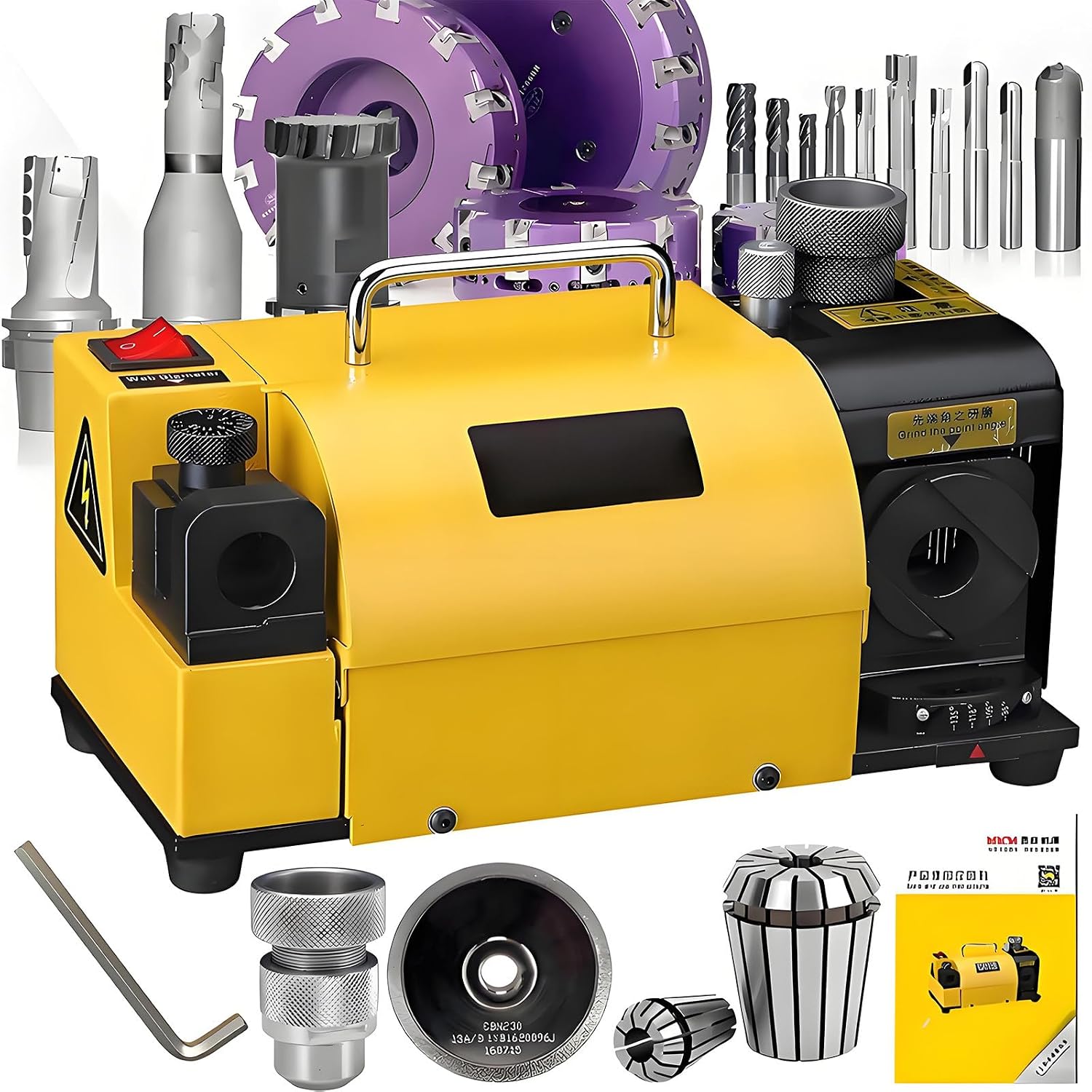 Drill Bit Grinding Machine, 3-13mm Portable Drill Bit Grinder End Mill Re-Sharpener, Professional Drill Bit Sharpening Tool Machine, with 11 Collects Angle Adjustable