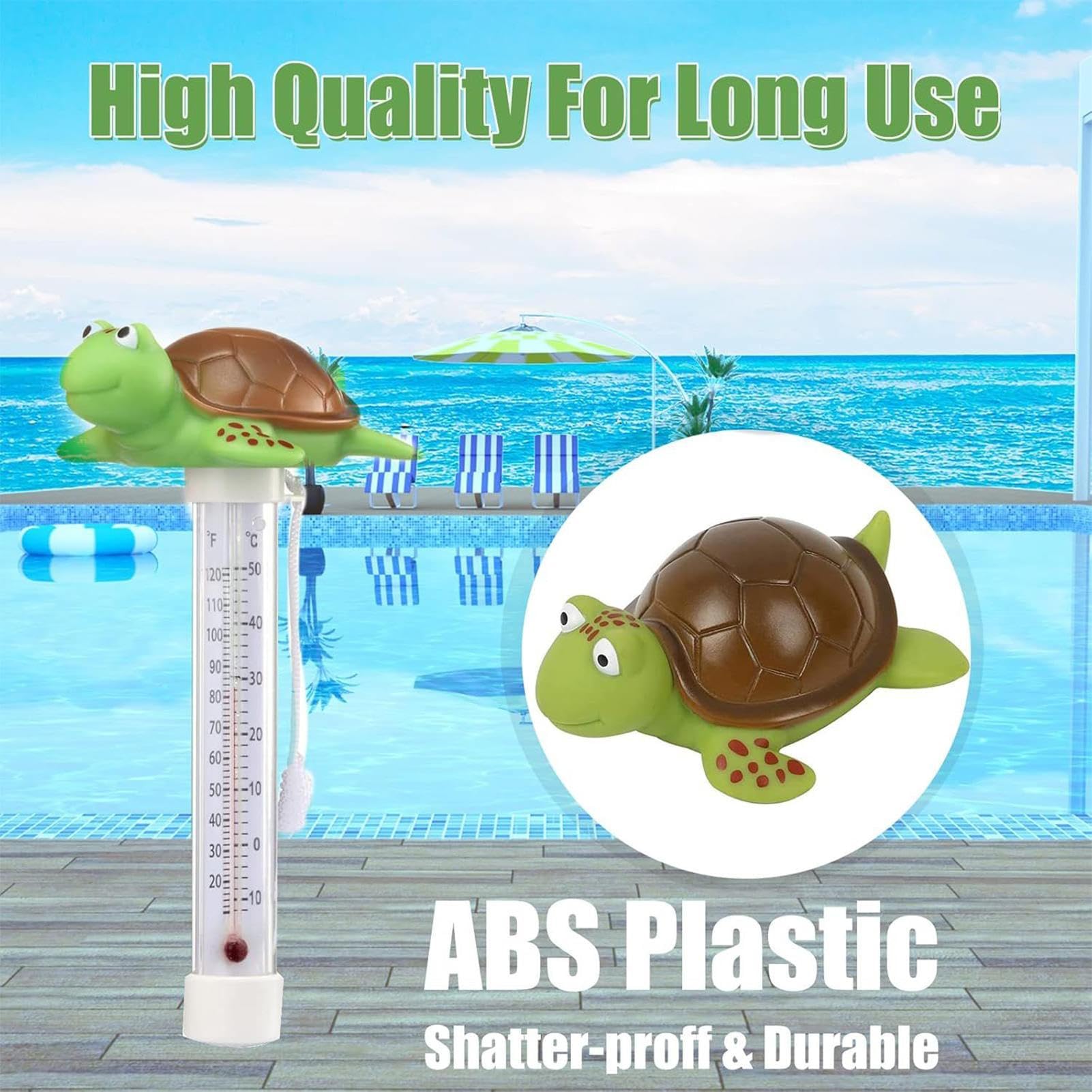 Termometro Per Piscina Tartaruga Termometro Galleggiante Animale Con Grande Schermo Design Forma Animale Resistente agli Urti E all'acqua Per Stagni Pesci E Bacini Giardino Esterno