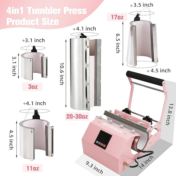 Kit Máquina Termofijadora para Tazas y 6 Vasos Shot de Sublimación BetterSub miniatura 2