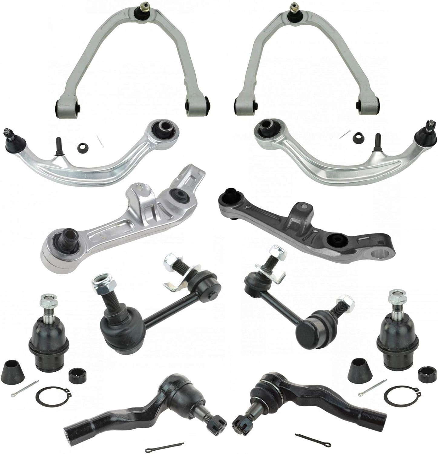 TRQ Front Steering & Suspension Kit Ball Joint Control Arm Control Arm with Ball Joint Sway Bar Stabilizer Link Tie Rod Compatible with 2003-2004 INFINITI G35 Nissan 350Z