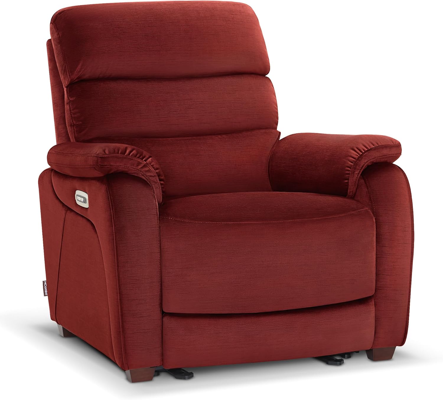 MCombo Power Zero Wall Hugger Recliner Chair for Small Space RV Living Room, Power Recliner with Adjustable Headrest, USB & USB-C Charging Ports, Fabric ST257 (Burgundy)
