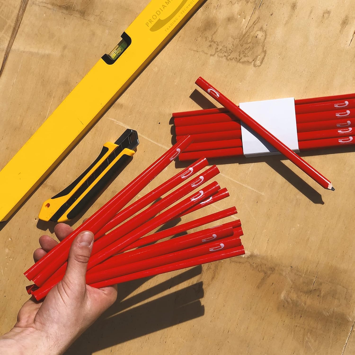 PRODIAMANT crayons de charpentier, lot de 48 – longueur 250 mm, forme ergonomique pour marquage précis en industrie et artisanat