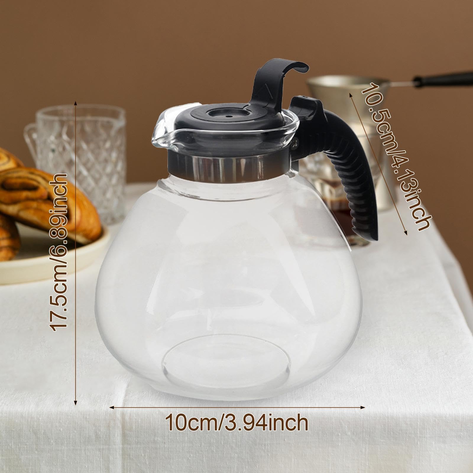 Jarra de cristal de 1,7 L para café, elegante jarra de cocina resistente al calor, perfecta para preparar y servir bebidas calientes, ideal para uso doméstico y de oficina