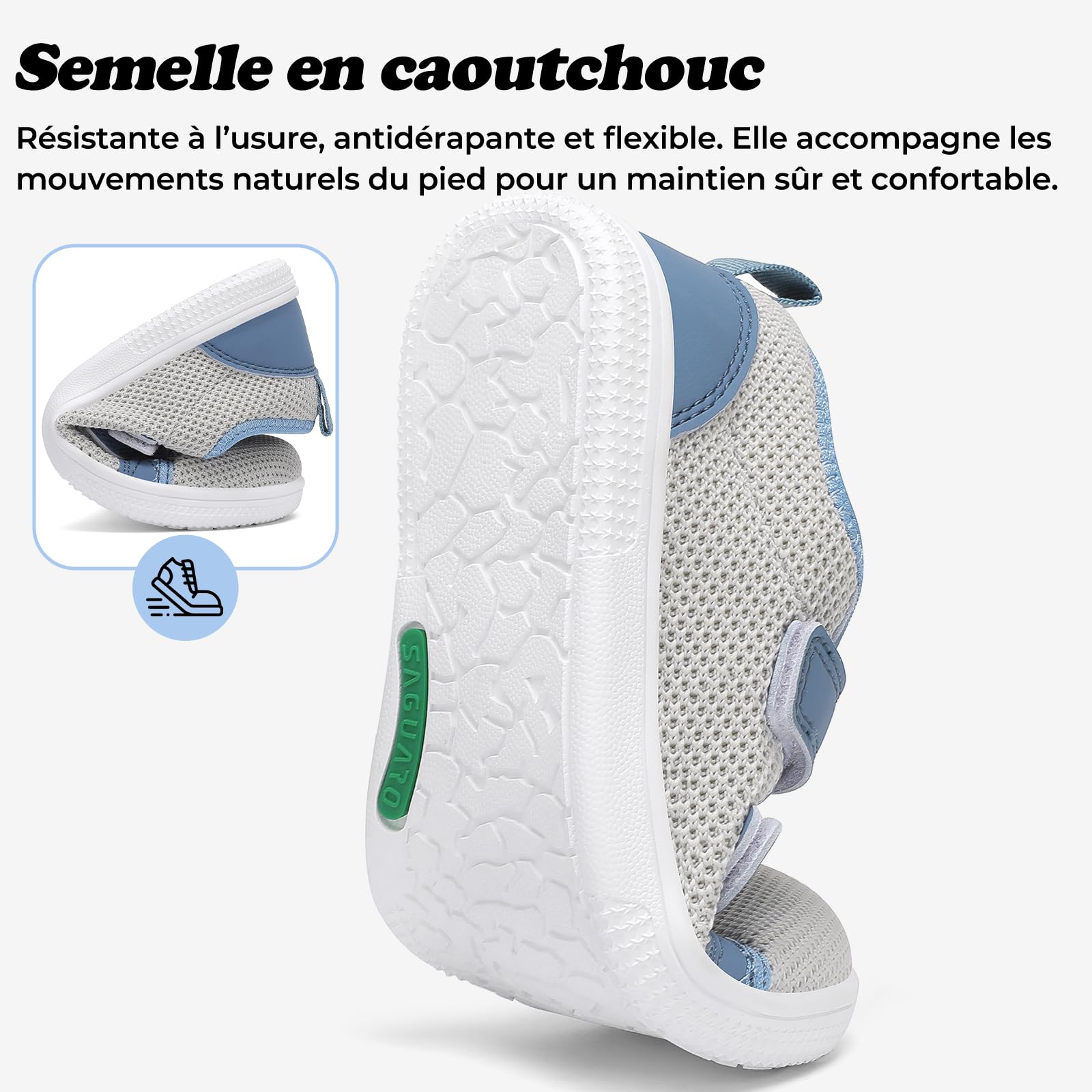 SAGUARO Chaussures Barefoot Enfant Baskets Minimalistes à Bout Large, Antidérapante et Respirante, Usage Scolaire et Quotidien, GR.25-35