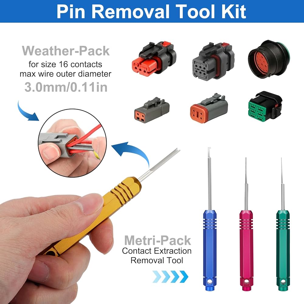 Linkstyle 4PCS Pin Removal Tool Kit for Deutsch #16 Solid