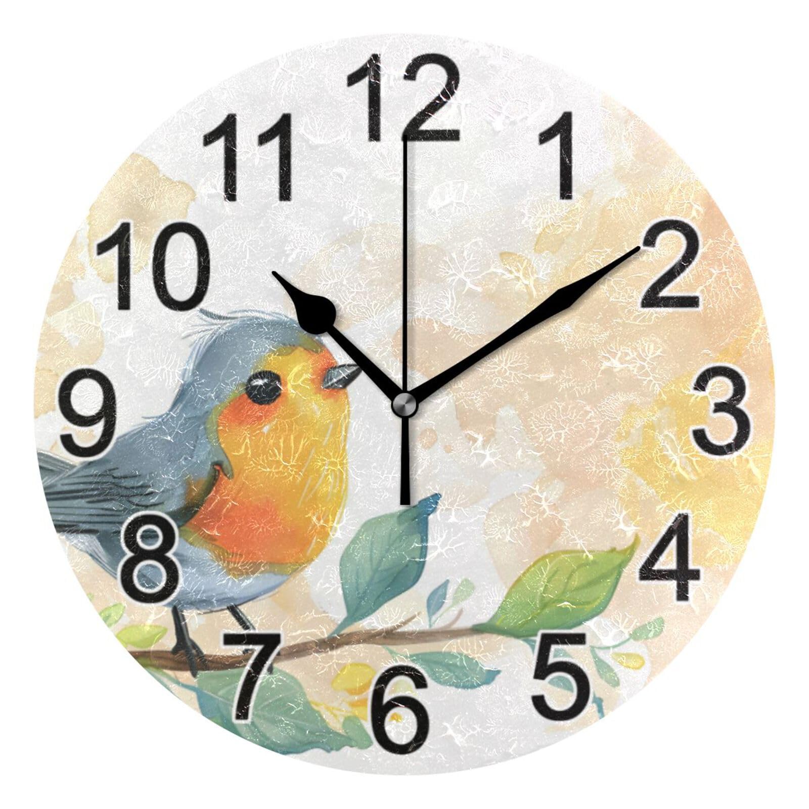 Horloge murale ronde Mnsruu à piles pour déco du salon