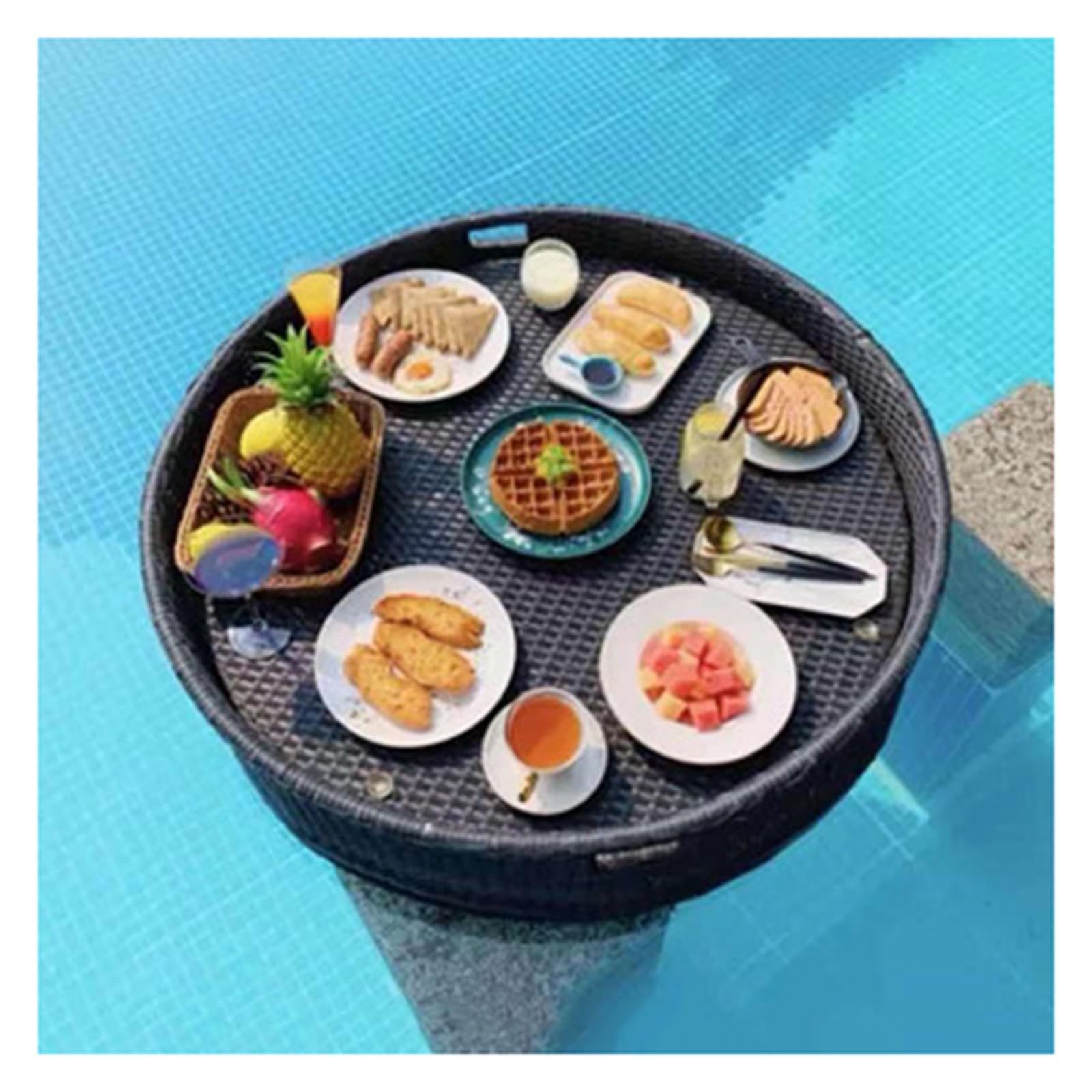 DFGHNBVC Ultra-Wide Floating Tray Basket Roundserving Tray For Adults Sandbars Spas Bath And Parties,Black-60Cm
