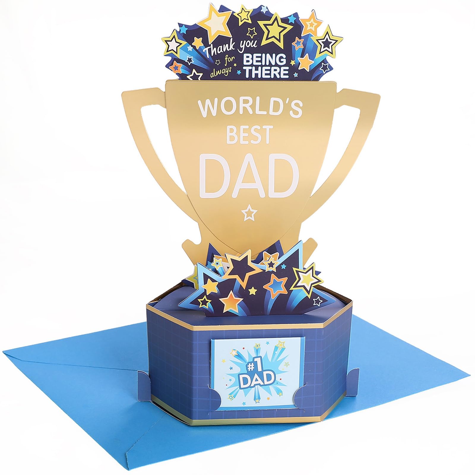Fathers Day Card Dad Gifts From Daughter And Son 3D Pop Up funny “World’s Best Dad” Theme Gifts for Father’S Day, Birthdays or Anniversaries for A Best Father, Husband, Grandfather or Stepfather