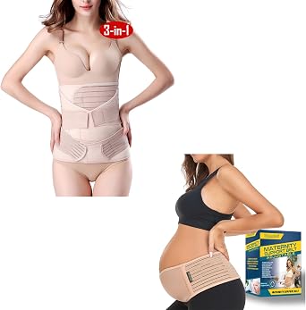 ChongErfei 3 in 1 Postpartum Support Recovery Belly/waist/pelvis Belt Shapewear Slimming Girdle & Maternity Belt Pregnancy Belly Band Abdominal Binder Back Brace