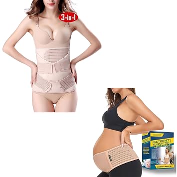 ChongErfei 3 in 1 Postpartum Support - Recovery Belly/waist/pelvis Belt Shapewear Slimming Girdle + Maternity Belt Pregnancy Belly Band Back Support Abdominal Binder Back Brace