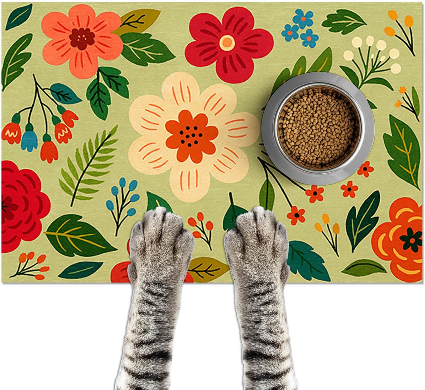 HOMETITUTE Pet Food Mat Easy Clean Food Bowl Placemat 24 x 16 Inch