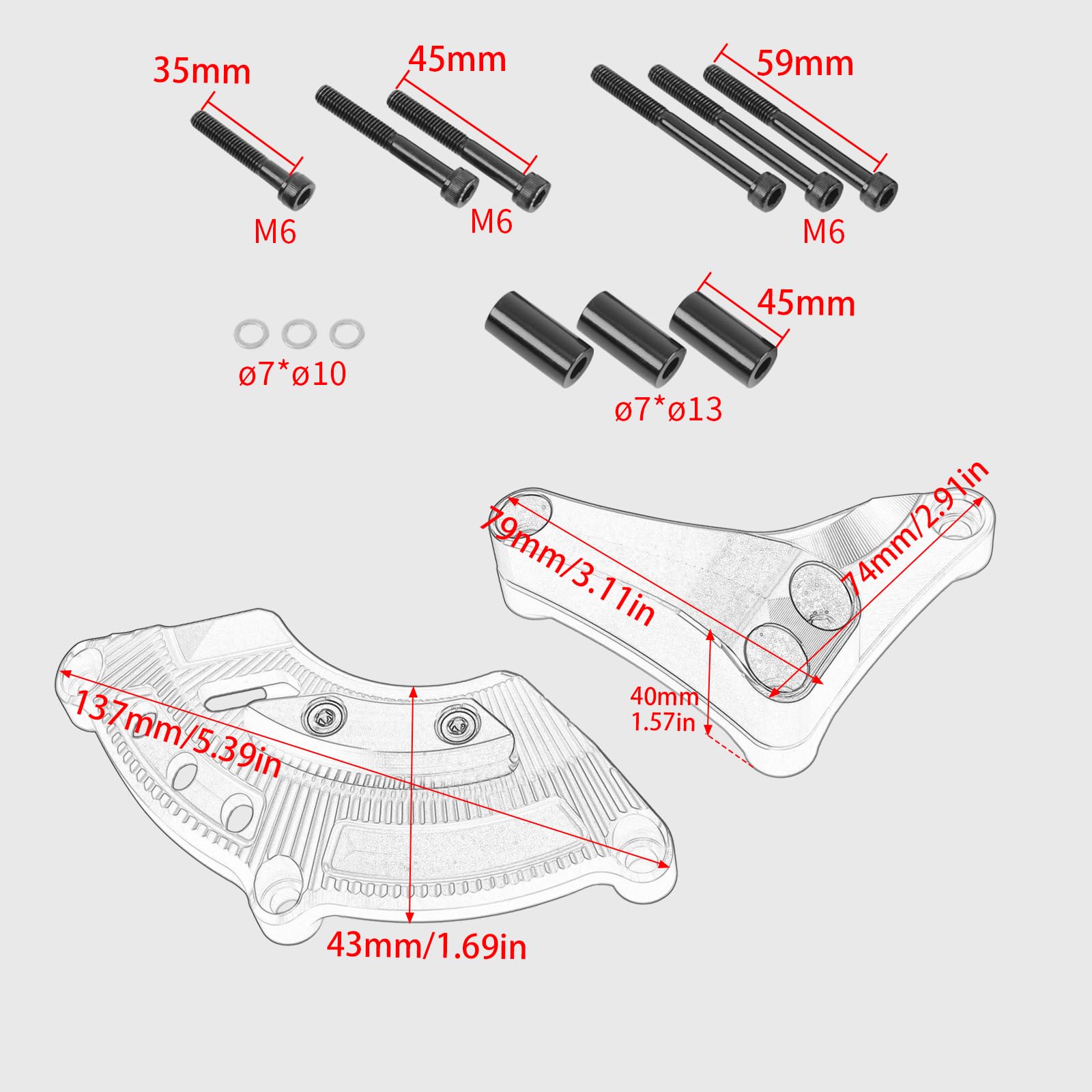 Motor Schutz Cover mit Kurbelgehäuse Abdeckung Kit - CNC Aluminium für Kawasaki Z900RS Z900 (Modell 2018-2024) (schwarz)