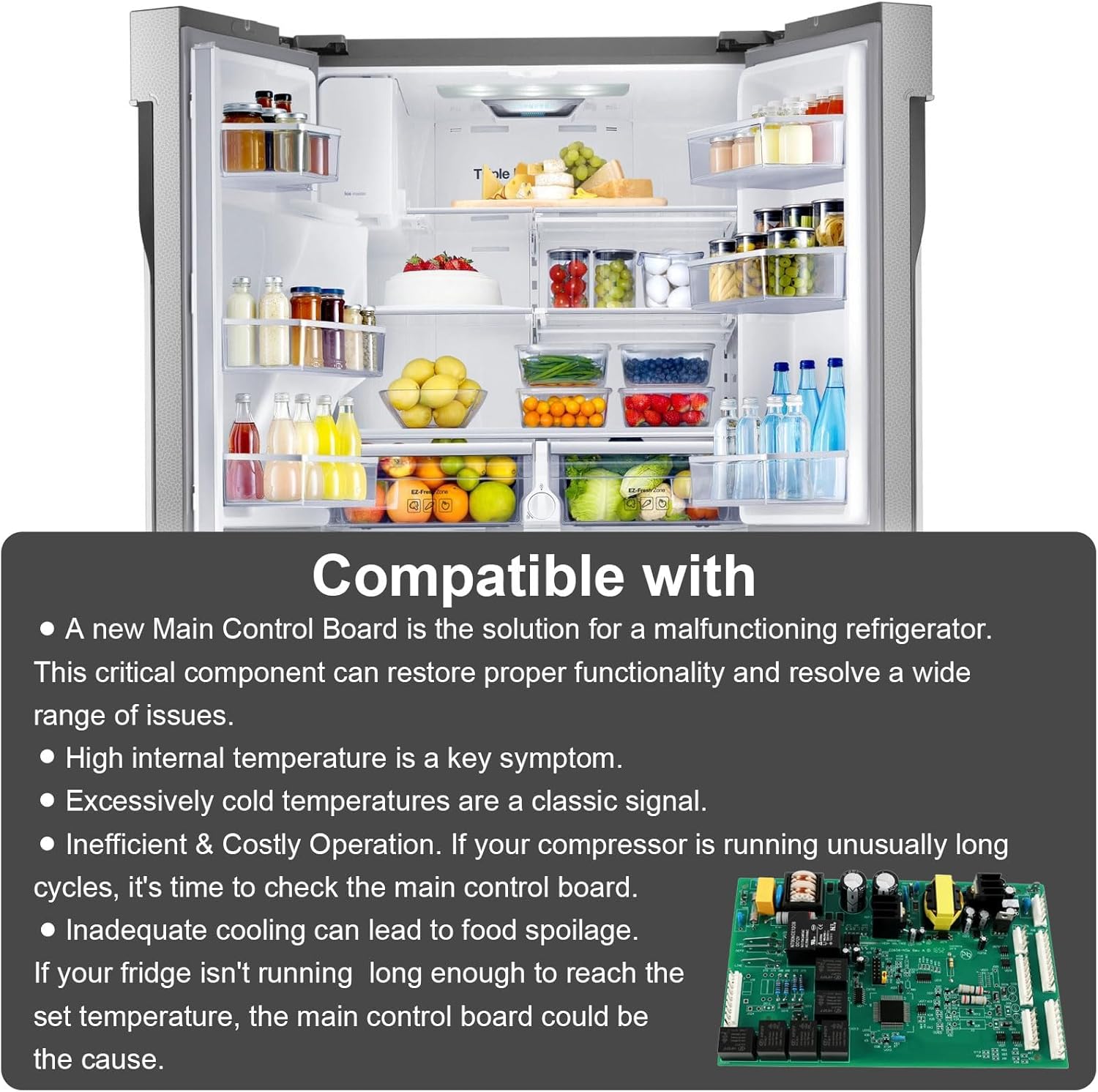 Refrigerator Control Board WR55X10942C Compatible with GE Refrigerator Replace WR55X10942, WR55X11130, WR55X10552, WR55X10656