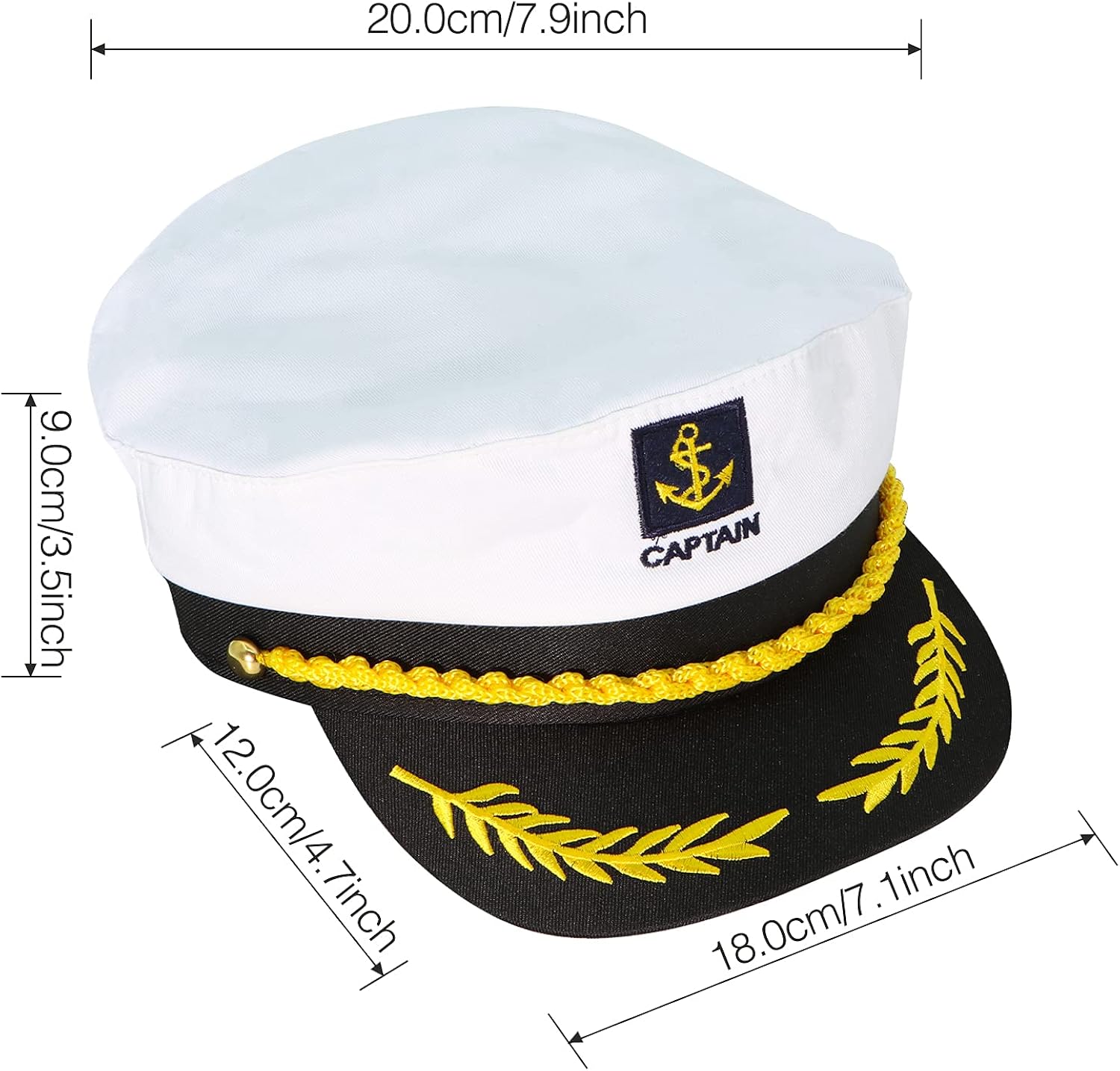 Miniatura 4 de Sombrero de capitán de yate, sombrero de marinero, sombrero de capitán de barco, accesorio de disfraz de marines azul marino para adultos, niños,