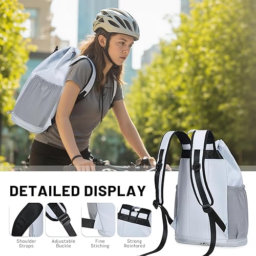 Miniatura 3 de mygreen Mochila con cordón para gimnasio con compartimento para zapatos, Gris