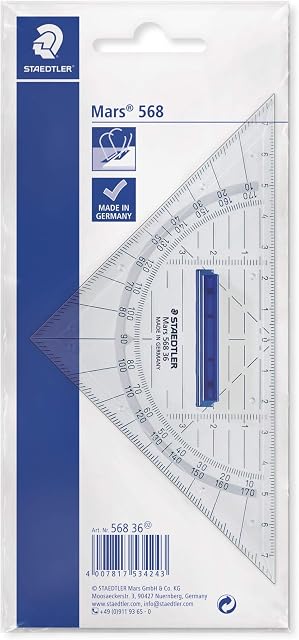 STAEDTLER Mars 568 36 16 cm Geometry Set Square with Grip, White