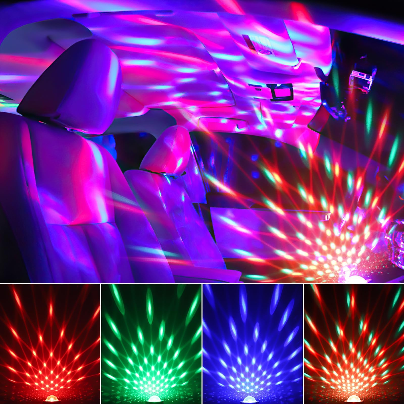 Boule Disco, 2 Pack Mini Lampe de Scène Jeux de Lumière, 7 RGB à Commande Sonore Lumière de fête Projecteur LED Commande Vocale, Lumière Disco pour Fête, Noël, Bar, Club, DJ