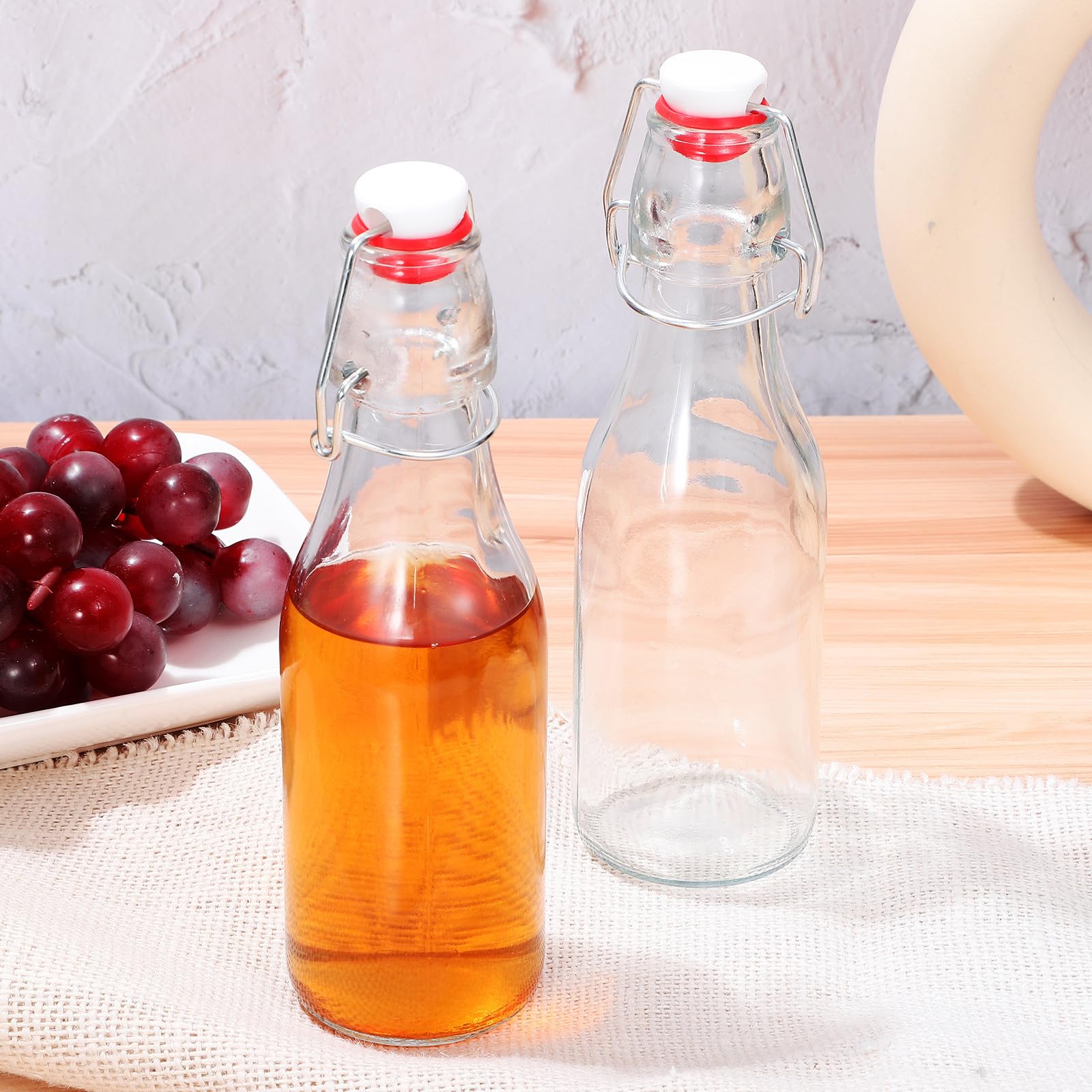 Glasflaschen mit Reinigungsbürste Auslaufsicher 250ml mit Bügelverschluss 6 Stück für Picknick und Garten Grillen