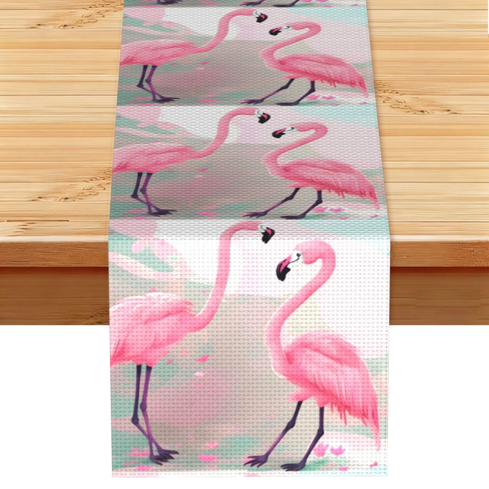 Love Flamingo Table Runner 13x72 Inch Dining Decor