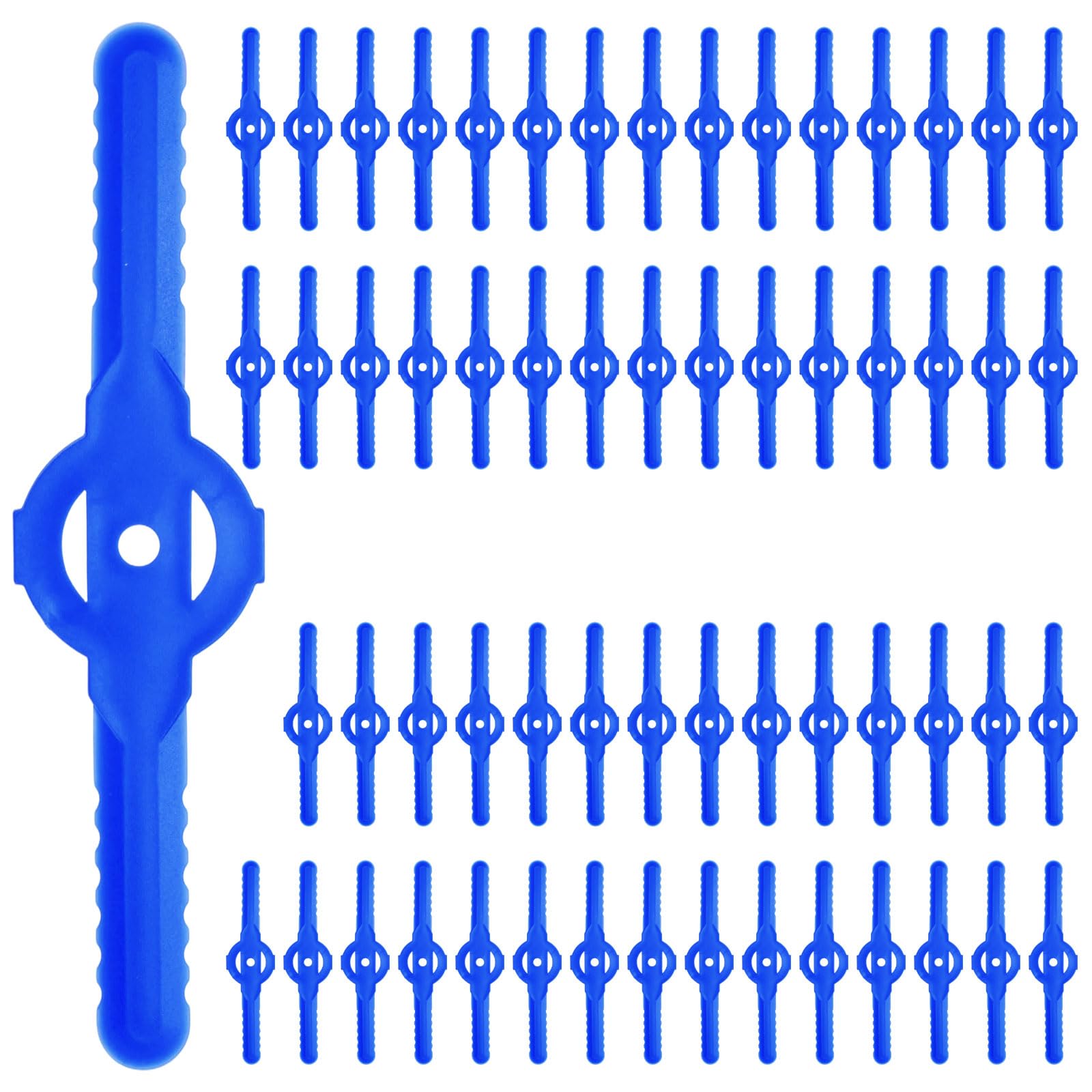 M METERXITY 60-Pack String Trimmer Head Blades Replace, Plastic Cutter Replacement Lawn Mower Weed Blades Accessories for Cordless Grass Trimmer Parts [Blue]