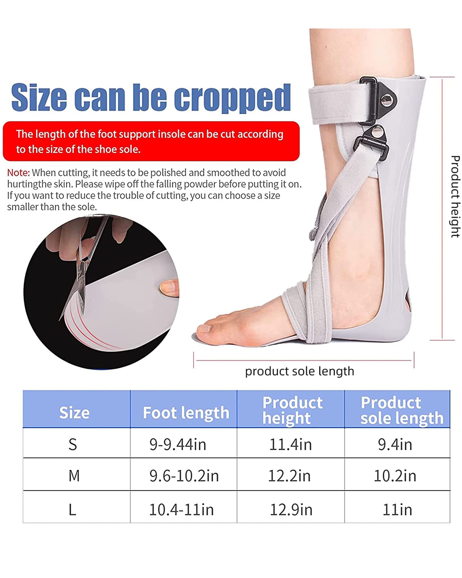 La ortesis de caída del pie Puede Usar Zapatos, férula para el Tobillo y el pie, Soporte para accidente cerebrovascular, hemiplejía, estabilizador inmovilizador para Dormir, L