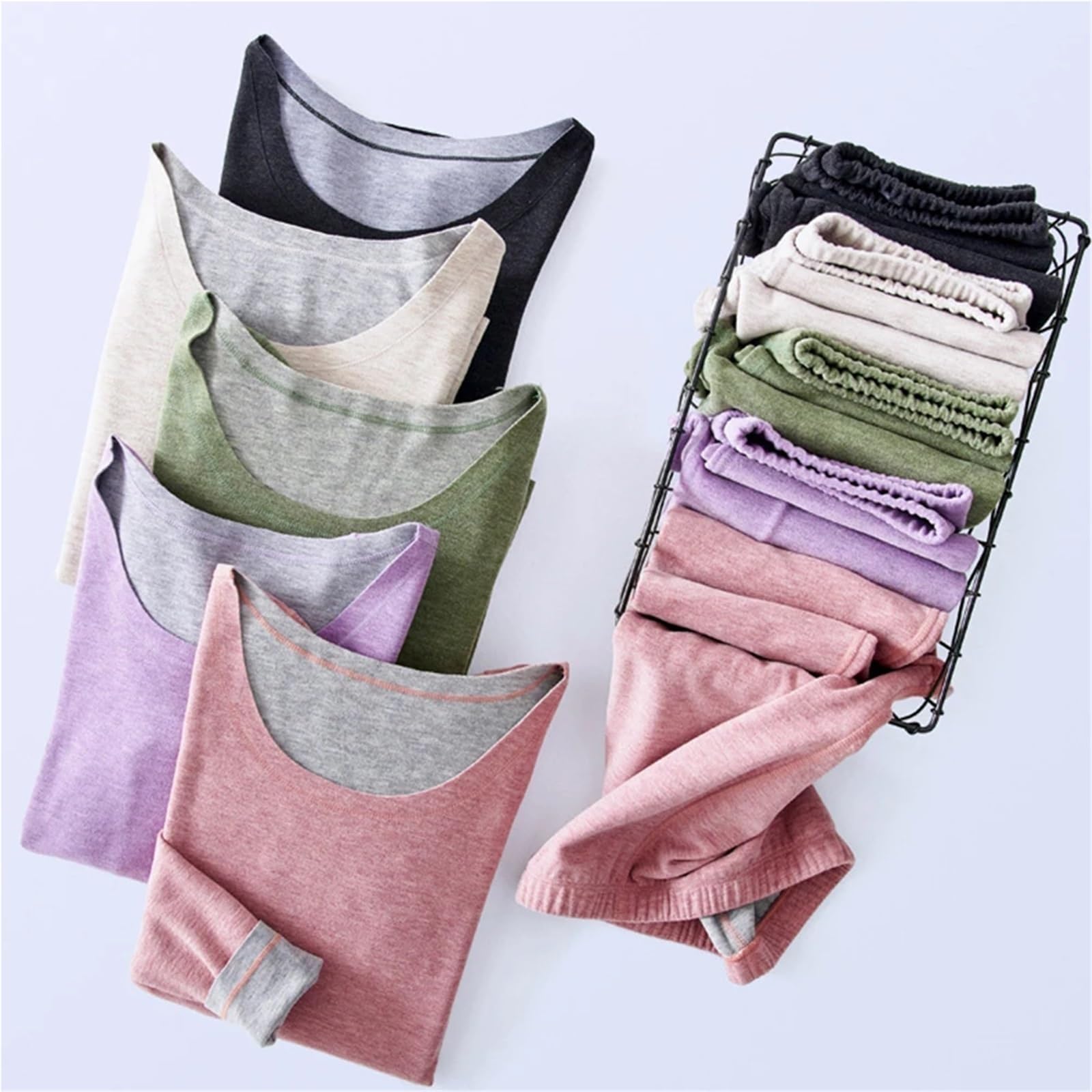 Ropa Interior térmica de Lana for Mujer, Calzoncillos Largos cálidos, Conjunto térmico sin Costuras, Ropa Invierno for para Esquí,Moto