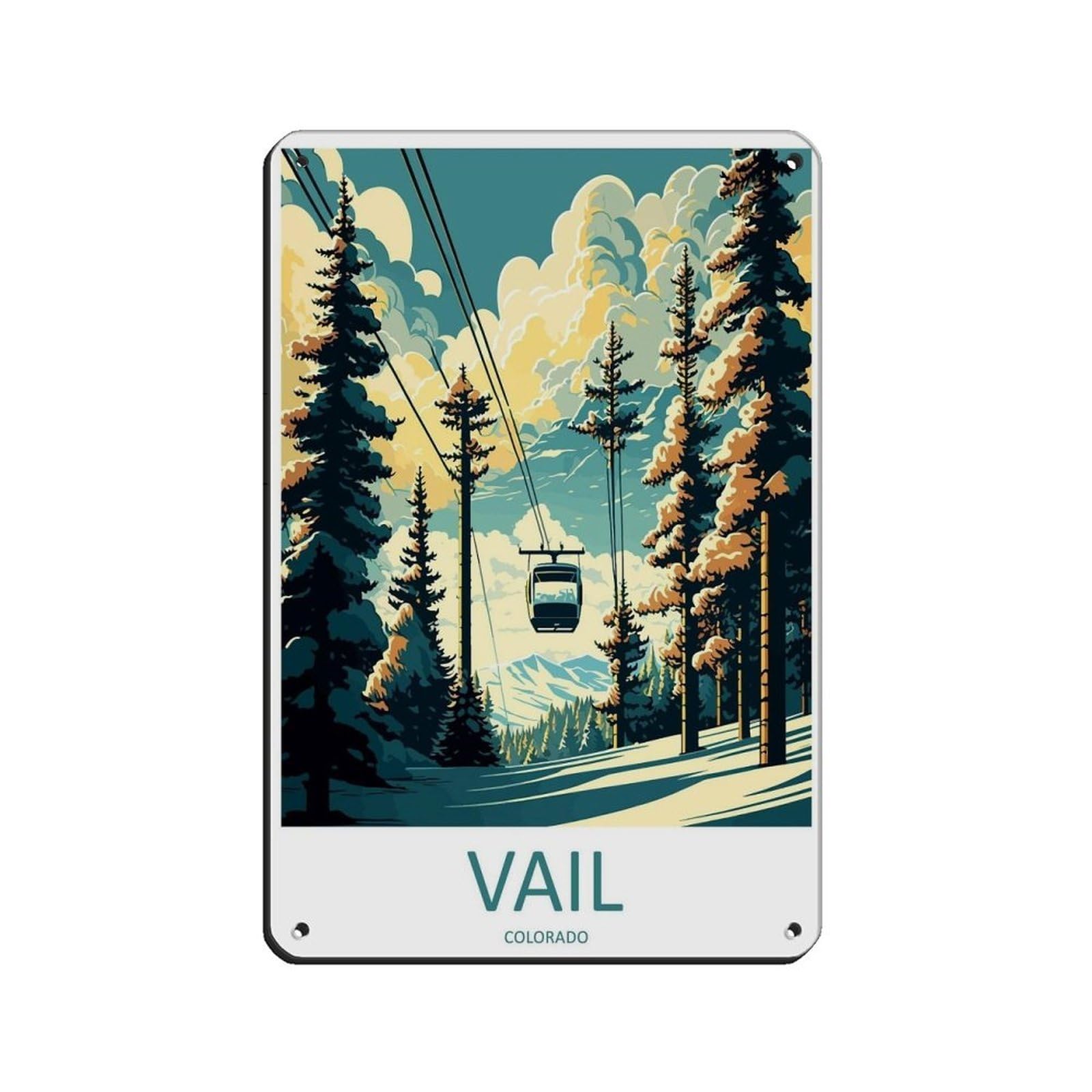 Vail Ski Resort Travel Art Ski Art Lover Gift (5) Tin Sign Vintage Metal Pub Club Cafe Bar Home Wall Art Decoration Poster Retro 8x12inch(20x30cm)