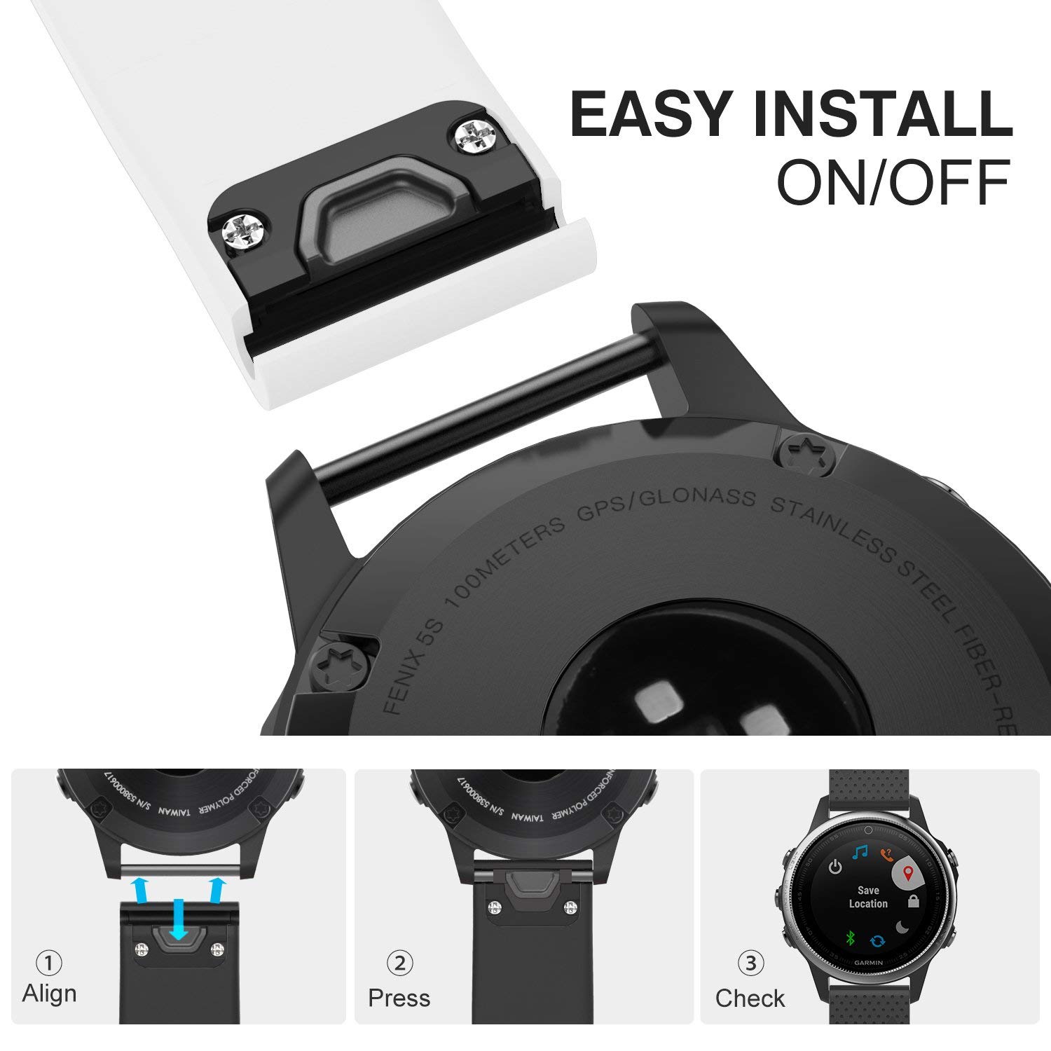 TOPsic Correa de Reloj para Garmin Fenix 5S, Banda de Reloj de Repuesto de Silicona Suave para Garmin Fenix 5S/Fenix 5S Plus/Fenix 6S/Fenix 6S Pro/Fenix 7S/Fenix 7S Solar/Fenix 7S Sapphire Solar — view 5