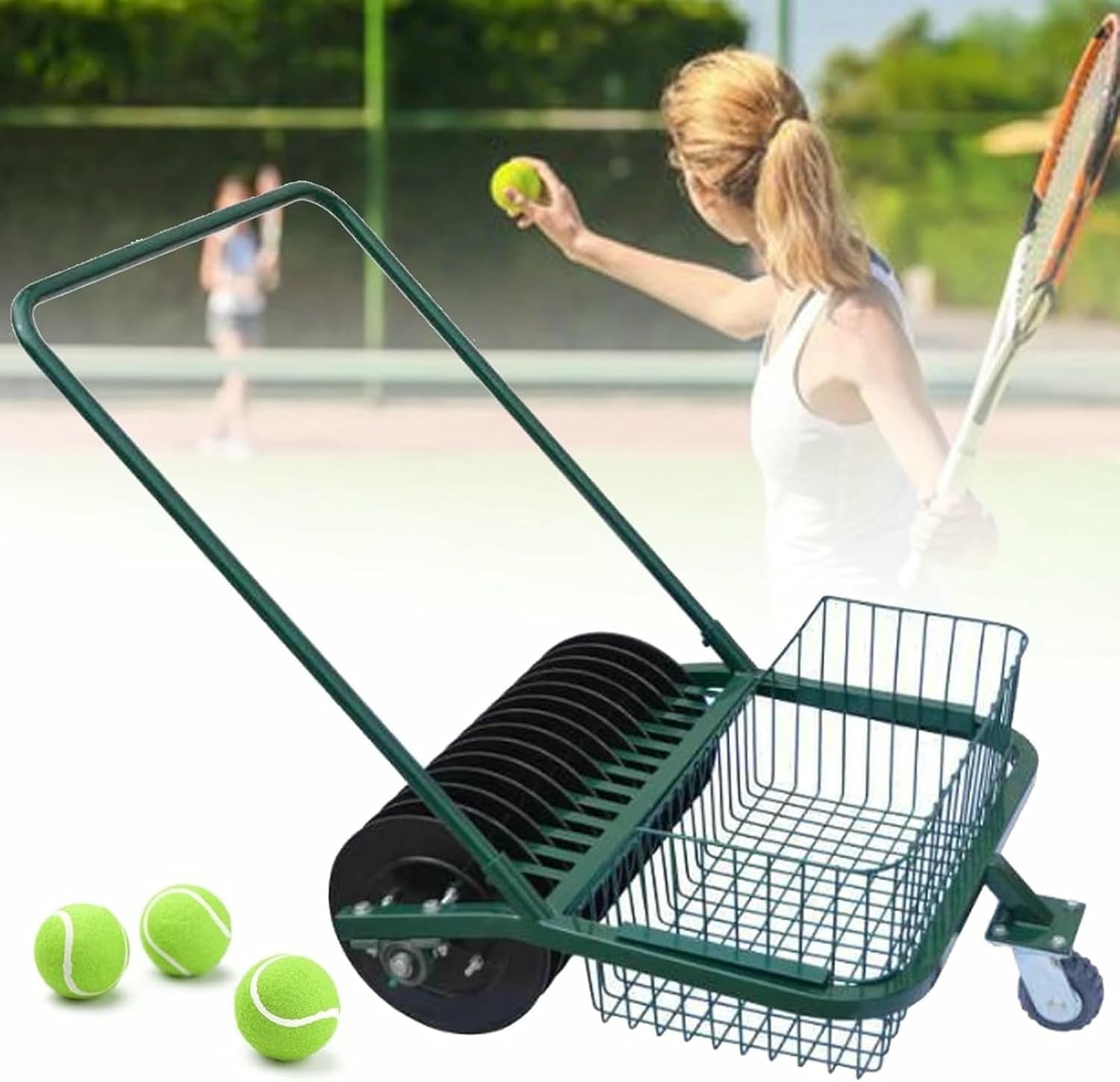 Golf Ball Picking Machine, Hand Push Roller Design Automatic Pick-Up, 13-Channel Large Capacity, 360° Rotation Wheels for Picking and Storage Training Tool