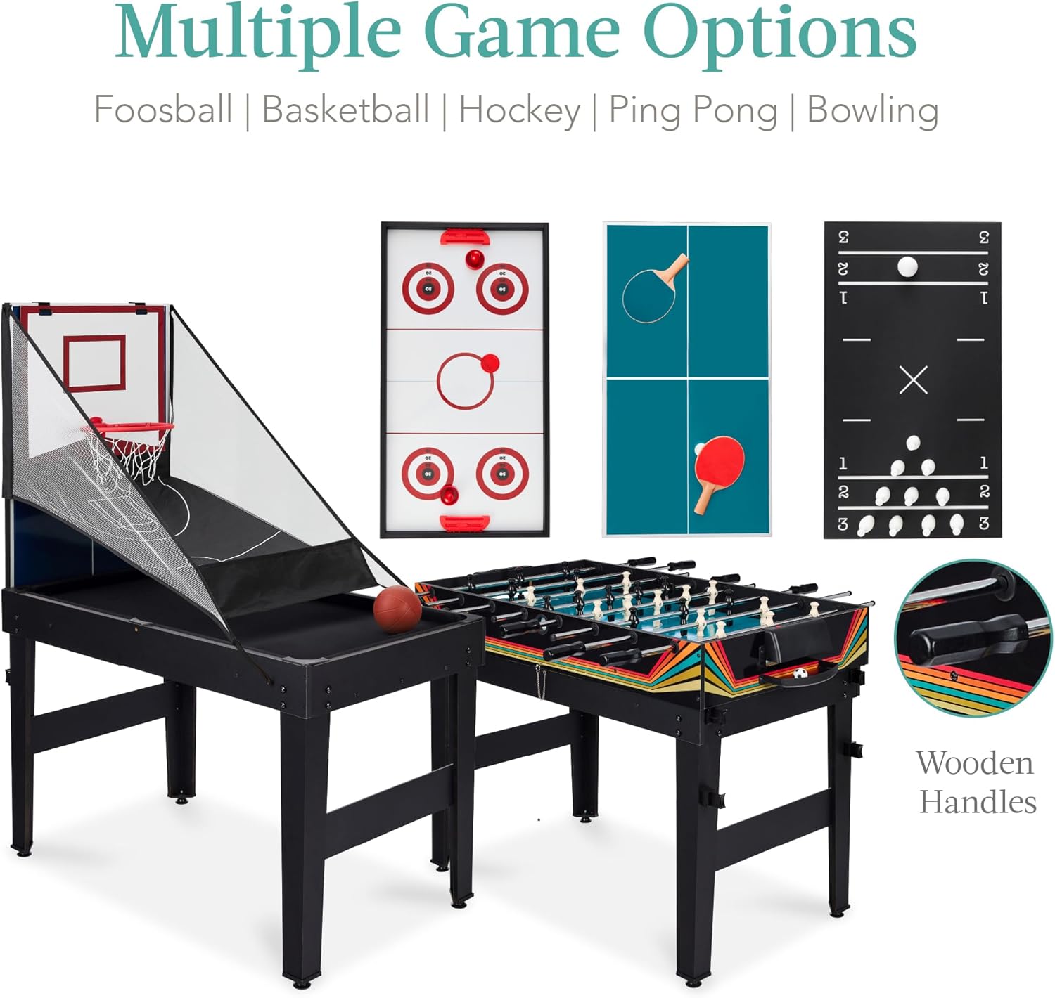 Best Choice Products Combo Game Table Set for Home, Game Room, Friends & Family w/Ping Pong, Foosball, Basketball, Air Hockey, Archery, Chess, Checkers, Shuffleboard, Bowling