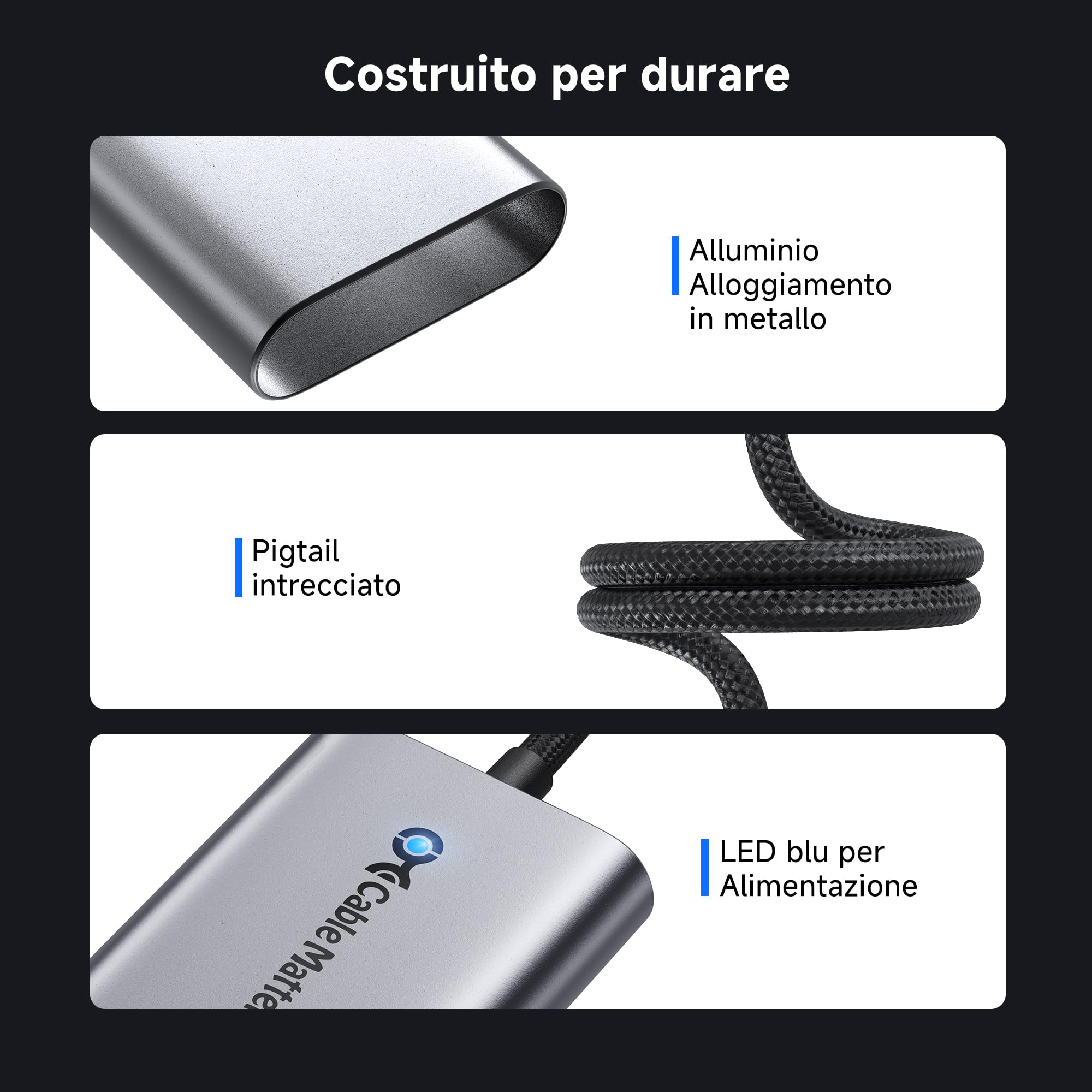 Cable Matters adattatore USB-C a Ethernet 5GbE, 140 W | USB4 / Thunderbolt 5/4 / 3, MacBook, Portatile, Dispositivi USB-C, 5 Gigabit Ethernet, 5000 Mbit/s rete