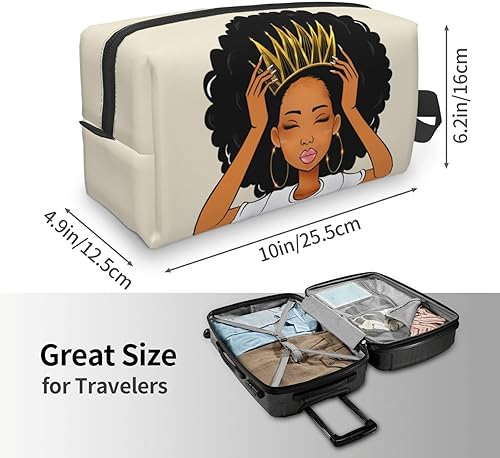 Miniatura 4 de Bolsa de maquillaje Melanin para mujer, bolsa de cosméticos impresa portátil, bolsa de aseo de viaje, bolsa organizadora de maquillaje para mujeres,