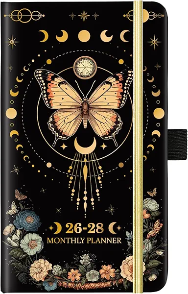 2026-2028 Pocket Planner/Calendar - 3 Year Monthly Planner 2026-2028, January 2026 - December 2028(36 Months), 6.3" x 3.8", Monthly Calendar with Inner Pocket and 61 Notes Pages - Butterfly