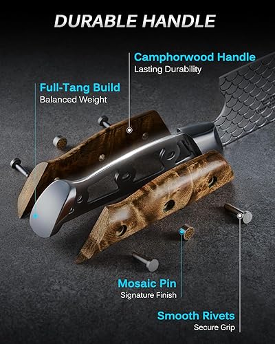 Miniatura 5 de KYOKU Shogun Koi Series Cuchillo de deshuesar de 6 pulgadas, cuchillo de filete con patrón de escala Koi, cuchillo de cocina japonés VG10 de acero