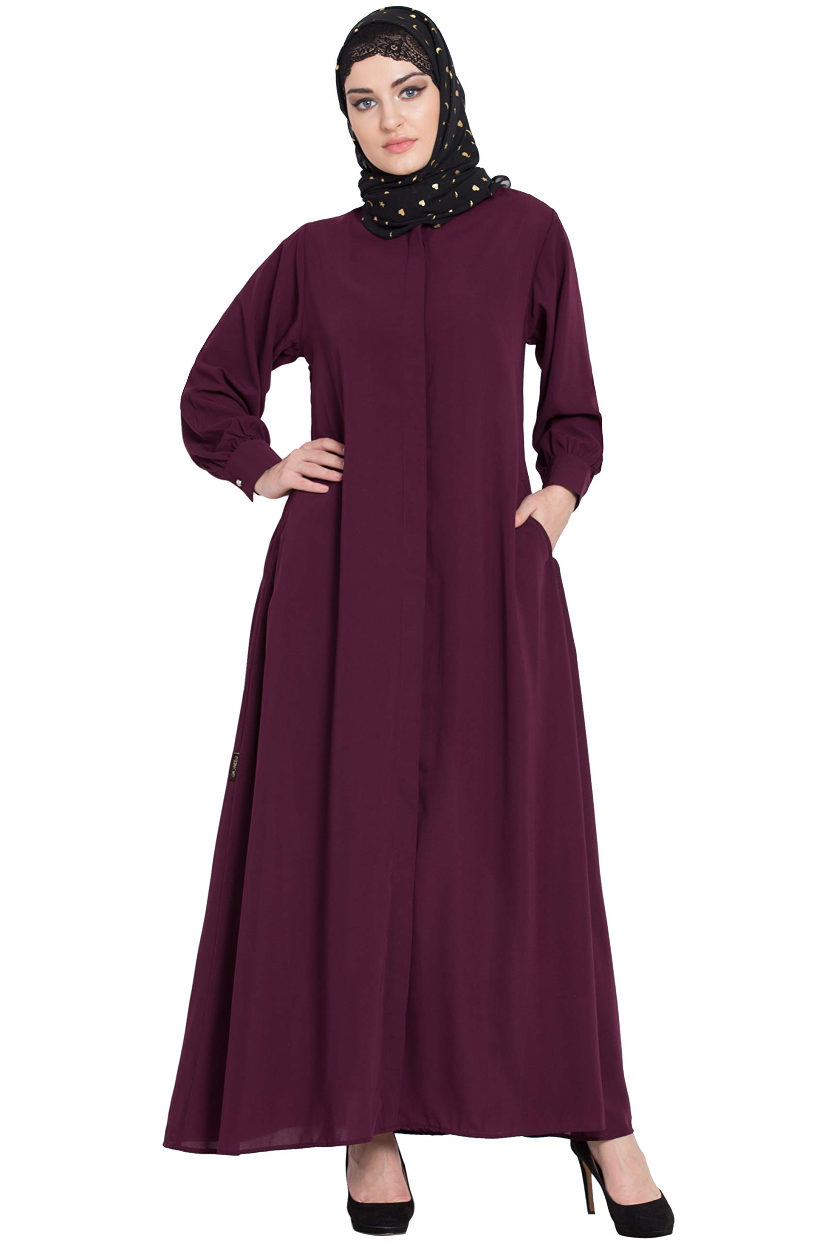 Mallika Hidden Placket front open casual Abaya-image-7