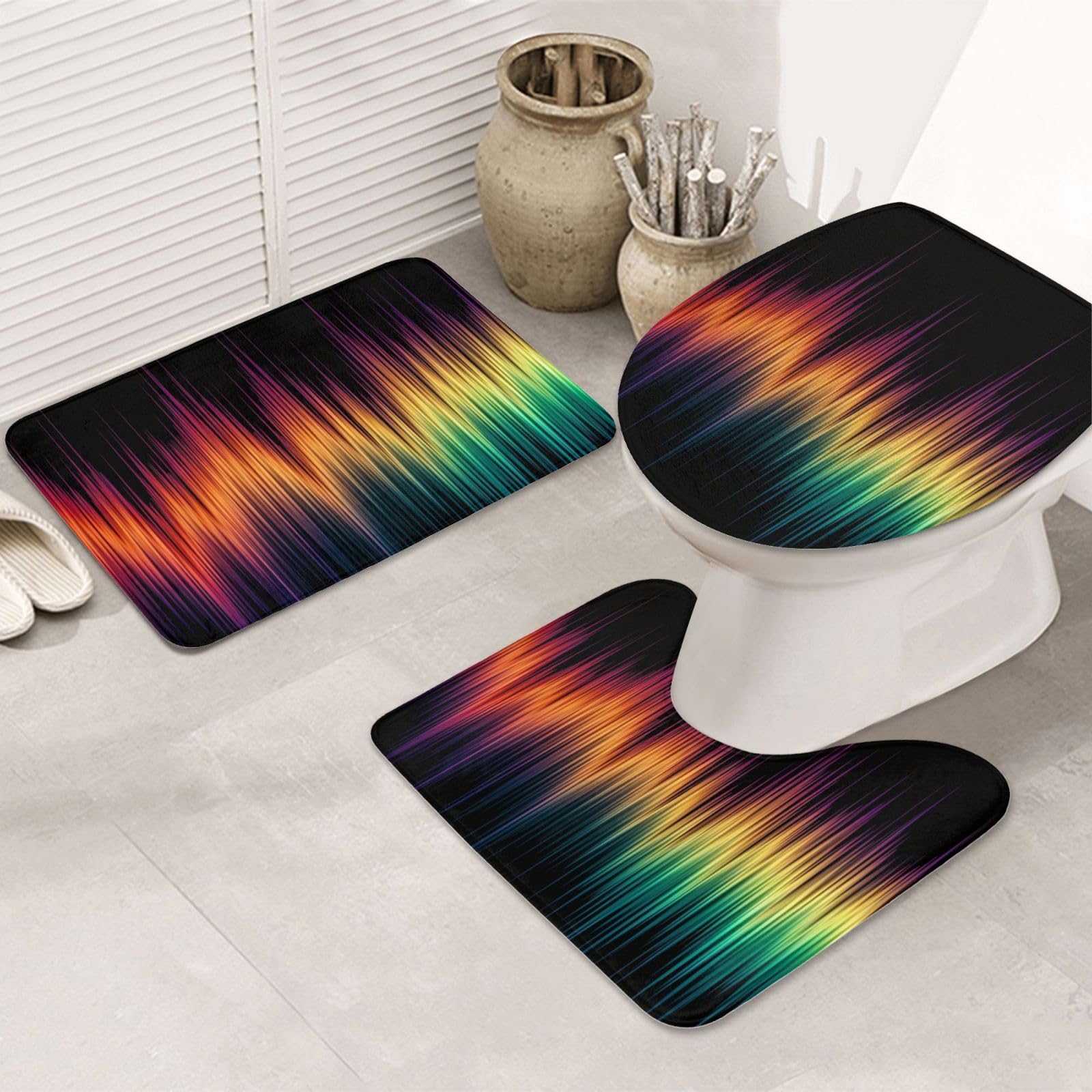 Tapis de bain en forme de U antidérapant pour éviter les glissades sur carrelage de WC
