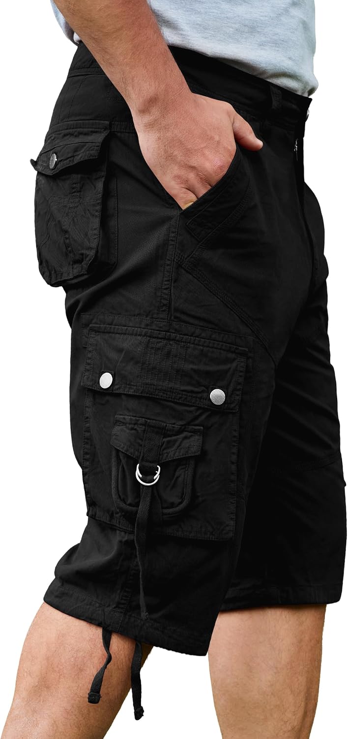 VOPOKER Cargo Shorts for Men Multi Pockets Mens Shorts Twill Below Knee 13 Inches Cotton Relaxed Fit Hiking Outdoor Work