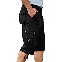 Cargo Shorts for Men Hiking Multi Pockets Below Knee Cotton Relaxed Fit