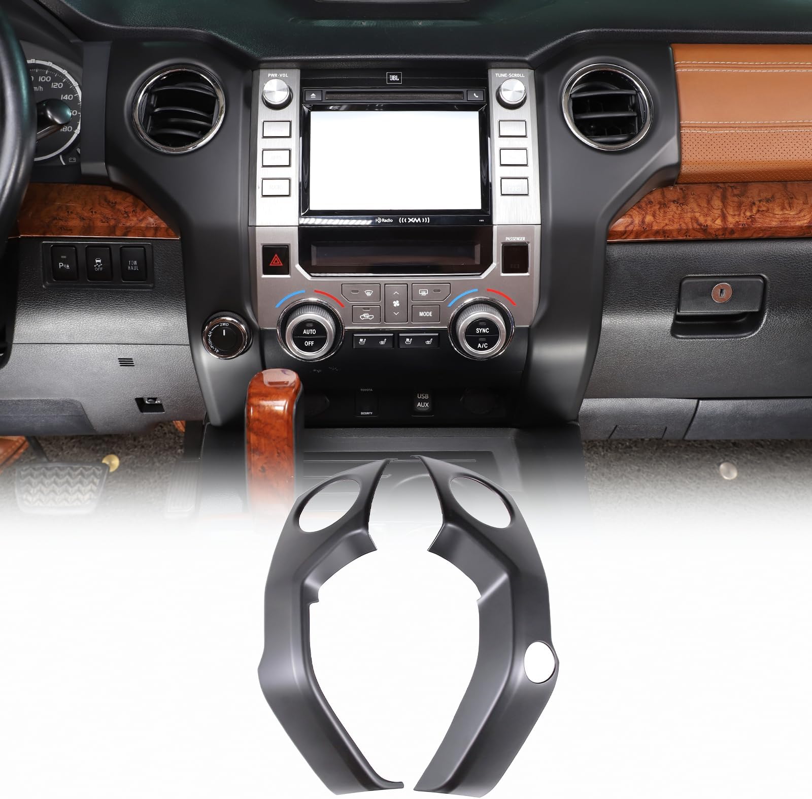 CHEAYAR Car Interior Center Console Air Condition Air Outlet Vent Decor Cover Trim Set for Toyota Tundra 2014-2021 Car Accessories Matte Blackout Center Console Air Vent Cover Frame ABS 2pcs