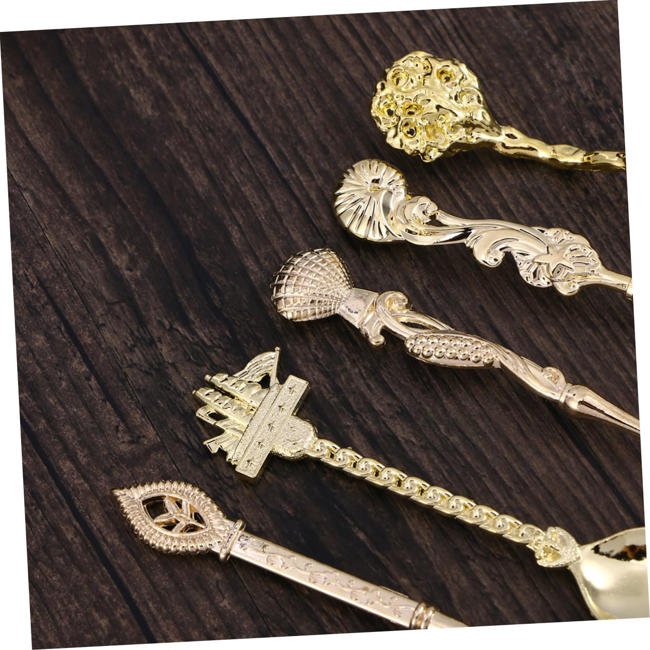 BESTonZON 15 Piezas Cucharas Doradas Para Café Cucharas De Café Antiguas Cucharas Soperas Juego De Cubiertos Cucharas De Espresso Kit De Cóctel Antiguo Cucharas Cafe Cristal Regalo