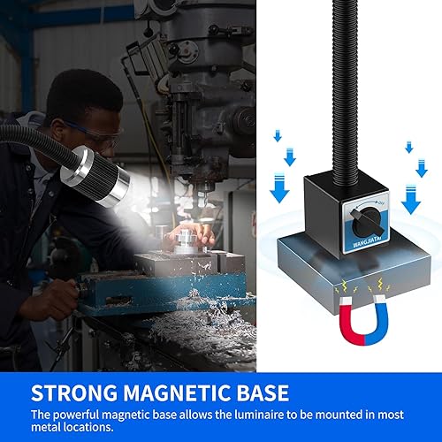Miniatura 5 de WangJiaTai Luz de trabajo magnética, 10 W, luz LED para máquina con cuello de cisne flexible y base magnética, lámpara de herramienta para torno de
