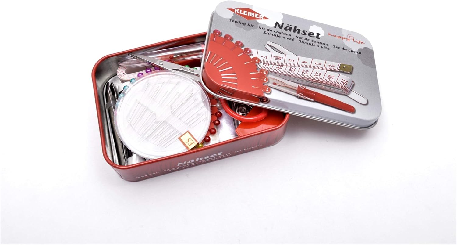 Kleiber 70-Piece Sewing Kit in Tin, Red