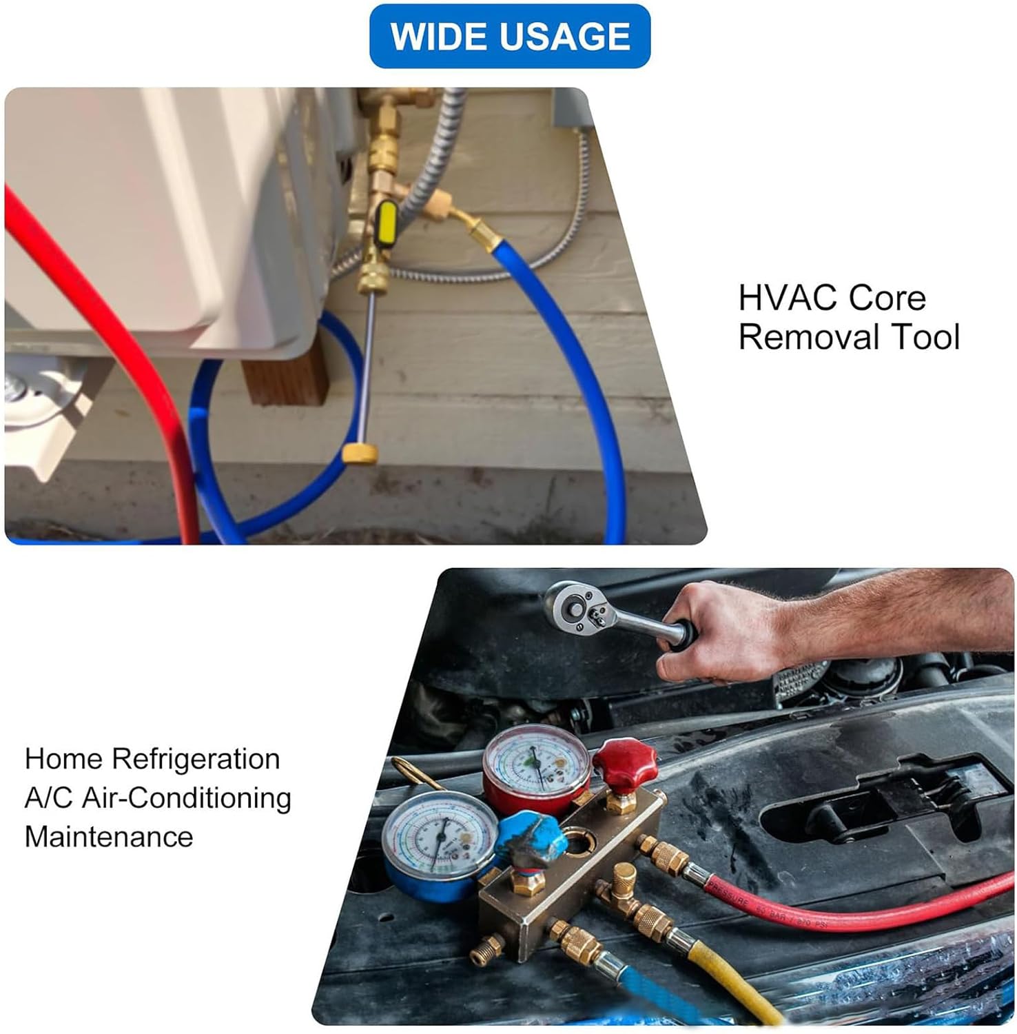 Valves Cores Removal Tool HVAC Service Wrench Set Including 10 Cores Hexagonal Adapters for Air Conditioning Repairs Valves Cores Replacement Tool