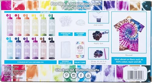 Miniatura 2 de Tulip One-Step Tie-Dye Kit 12 botellas grandes de color arcoíris de 4 onzas