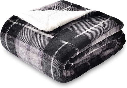 Vista 51 de SOCHOW Manta de forro polar Sherpa a cuadros de doble cara, súper suave y lujosa manta de cama de 50 x 60 pulgadas, rojo/gris
