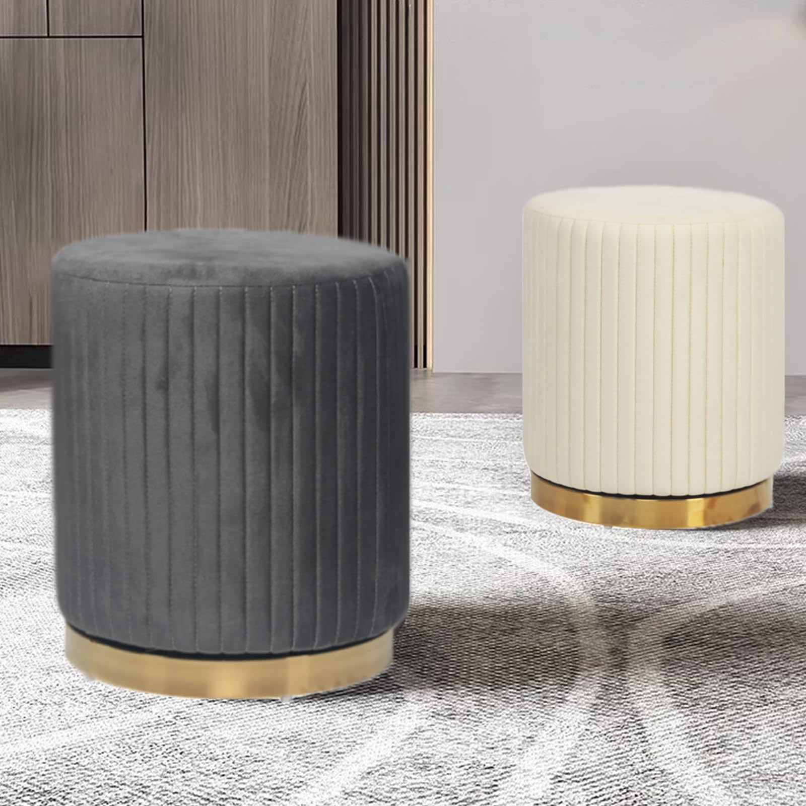 Sedia da trucco, girevole a 360°, per divano, trucco, trucco, in velluto, per trucco, sgabello da scrivania e ufficio, ideale come sedia da toeletta (grigio1)