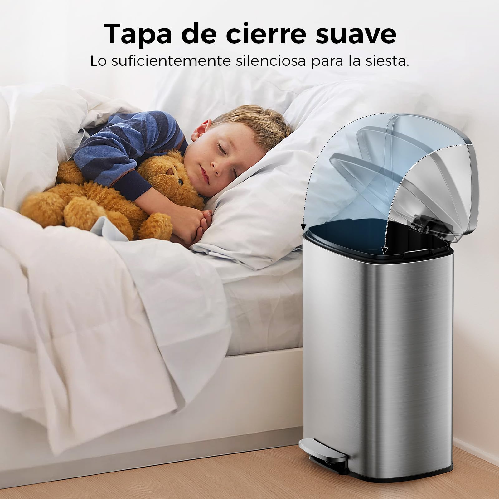 YASHE Cubo de Basura Cocina 50L, Gran Cubo Basura con 20 Bolsas, Pedal, Cierre Suave y Fácil de Limpiar