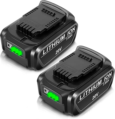 Lipop Paquete de 2 baterías de repuesto actualizadas de 7.5 Ah para baterías Dewalt de 20 V, litio Max XR, DCB200, DCB201, DCB203, DCB204, DCB206,
